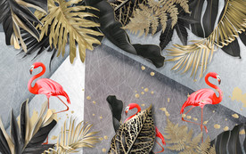 北欧金叶装饰画 TIF分层