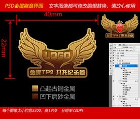 红宝石金属翅膀荣誉徽章