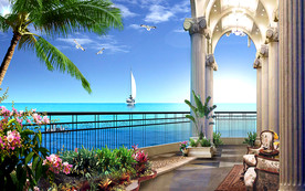 清新海景房电视背景墙