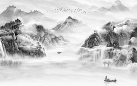 禅意新意境山水画 TIF分层