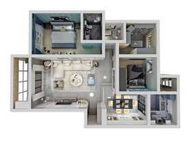 简欧风格家居装修户型效果图