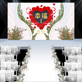 浪漫爱心玫瑰婚礼背景