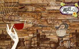 个性砖墙邂逅咖啡厅美食工装背景