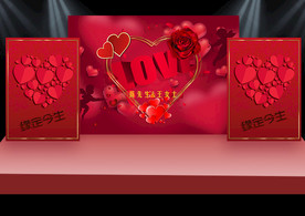 LOVE浪漫红色婚礼展板背景