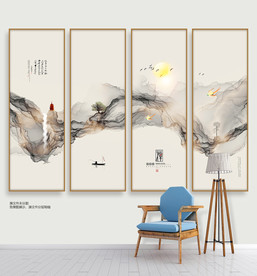 新中式无框画 黑白画