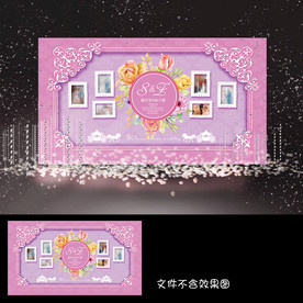 粉色婚礼照片墙