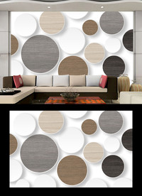 现代简约3D立体圈圈电视背景墙