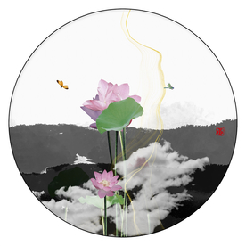 新中式荷花装饰画