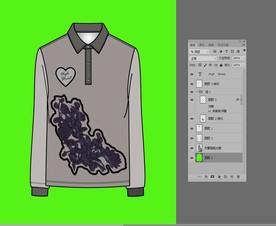 深色polo衫绣花爱心印花图案
