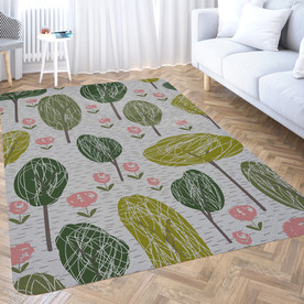 北欧手绘树木地毯