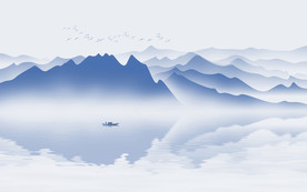 新中式水墨山水电视背景墙