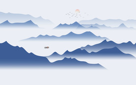 水墨山水画背景墙壁画