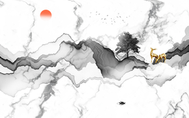 中式水墨大理石纹背景墙