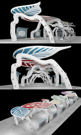 现代抽象时光长廊建筑模型