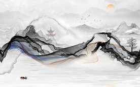 线条中式新山水画 TIF分层