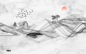 灰色线条背景墙画 TIF分层