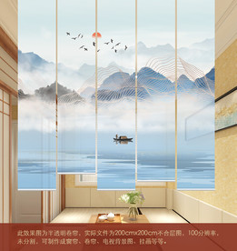 新中式卷帘窗帘升降遮光隔断帘