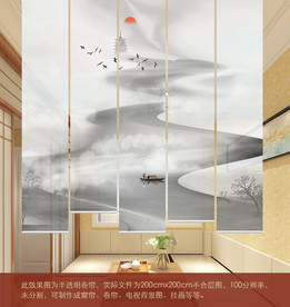 新中式卷帘窗帘升降遮光隔断帘