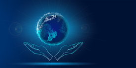 矢量图未来科技点粒子地球设计背