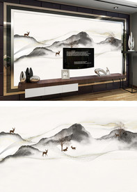 大理石纹理山水电视背景墙