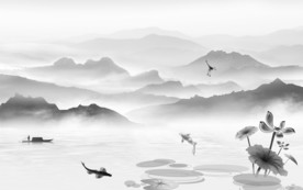 新中式山水背景墙 TIF分层