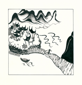 圆珠笔画江南风景