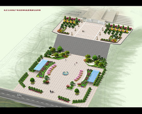 高铁站前坪广场园林景观效果图