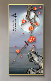 原创玄关高清梅花花鸟装饰画壁画