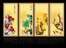 花鸟四条屏
