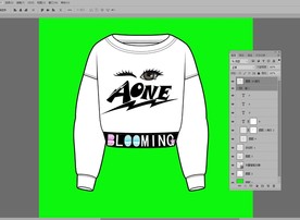 半闭眼眸时尚涂鸦英文长袖圆领女