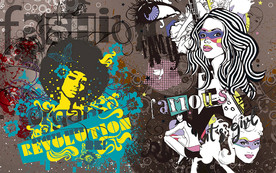 复古欧美个性美女英文工装背景墙