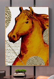 北欧轻奢骏马抽象玄关装饰画