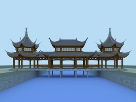 古建 中式 风雨桥