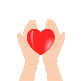 矢量图双手托捧着一颗红心