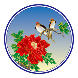 牡丹 喜鹊 鸟 花 圆