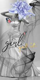 欧美美女花朵蝴蝶装饰画玄关