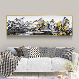 新中式水墨山水金山铂金装饰画