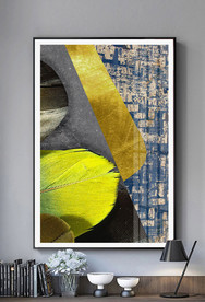 新中式轻奢金箔抽象羽毛装饰画