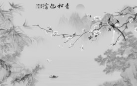 新中式山水情山水画 TIF分层