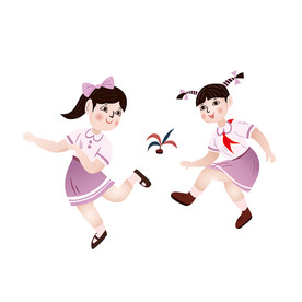 卡通踢毽子 做游戏矢量