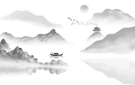 手绘意境 山水画 TIF分层