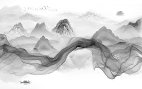 灰色 意境 山水画 TIF分层