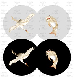 仙鹤 锦鲤 矢量