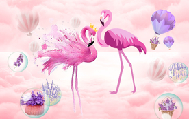 火烈鸟背景墙