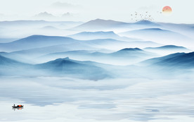 新中式山水风景画 TIF分层