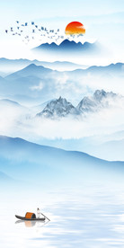 中国风山水画玄关 TIF分层