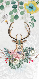 鹿头 欧式玄关画 TIF分层