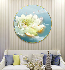 新中式荷花珍珠晶瓷装饰画