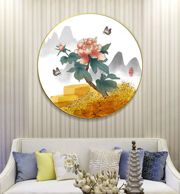 新中式水墨花鸟笔刷晶瓷装饰画