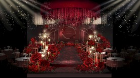 红金造型吊顶婚礼效果图